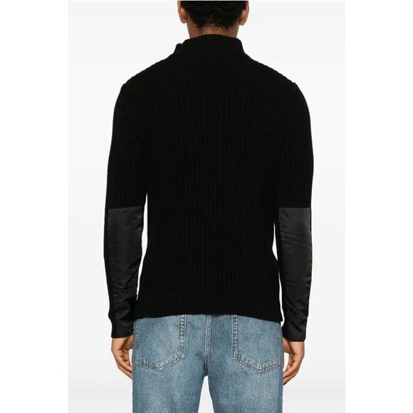 Hugo Boss Mens Syber Sweater Techwear Black Ribbed Pouch Pocket Cotton L - Picture 2 of 10